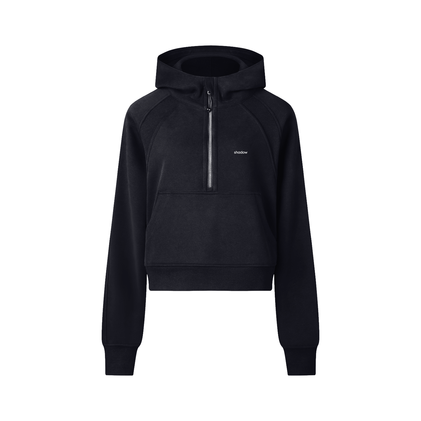 SHADOW MINIMALISTIC - Cropped Half-Zip Hoodie